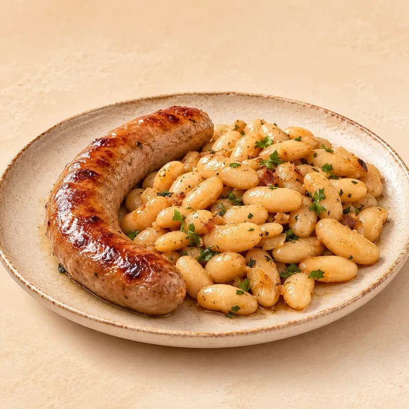 Botifarra amb mongetes saltades